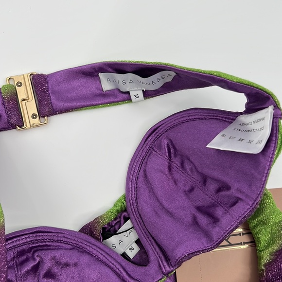 Raisa Vanessa Geometric Strapless Bikini Set in Purple & Green 36 - Picture 11 of 13